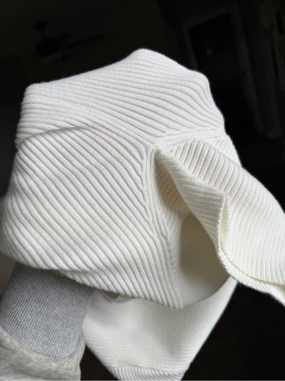 Ribbed Short-Sleeve Mock Neck Top in Cream - Picture 6 of 6